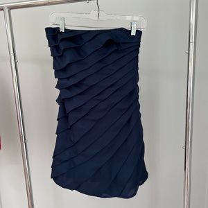 Ann Taylor Navy Ruffle Strapless Dress